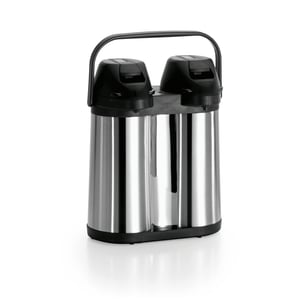 Termos dublu cu pompa, inox, 2 x 2 L, argintiu