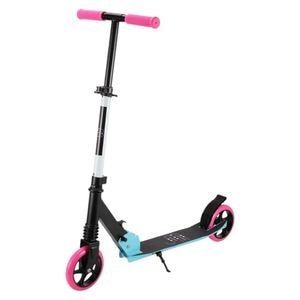 Trotineta copii si adolescenti NOVOKIDS Cool Girl, Maxim 100 kg, Functie Super Brake, Suspensie fata, Diametru roata 200 mm, Roz cu Turcoaz