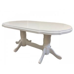 Masa extensibila living DRIMUS SB Nork, structura lemn masiv, blat MDF, 74x90x160/200 cm, alba