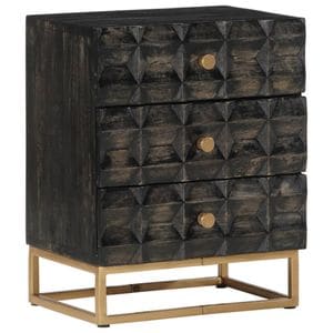 Noptiera VIDAXL, lemn masiv de mango, 40x29x50 cm, negru