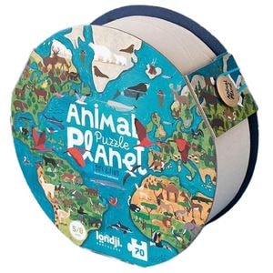 Puzzle Planeta animalelor, Londji, include un joc de observatie, 70 piese, multicolor