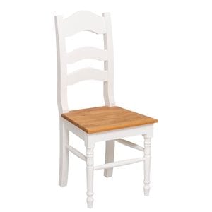 Scaun SZEL MOB, blat stejar, 100% lemn masiv, 44x44x102 cm, alb/maro deschis