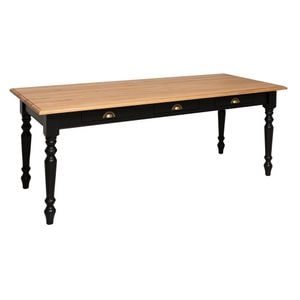 Masa dining 210x90cm, blat stejar, culoare blat maro deschis P061, culoare corp negru P003, dublu color, 100% lemn masiv, 210x90x78 cm