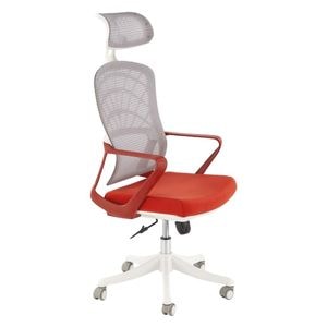 Scaun birou ergonomic Drimus, HM Vesuvio 2, mesh, mecanism balans, baza polipropilena, suport lombar, 120 kg, rosu /gri/alb