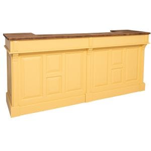 Mobilier pentru baruri S+D, culoare blat maro P064, culoare corp galben P050, dublu color, 100% lemn masiv, 240x65x107 cm