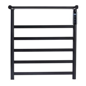 Calorifer electric TRENDYS, 6 elementi si etajera pentru depozitare prosoape, 5 trepte de putere, 2200W, 45 x 52 cm, digital, negru mat
