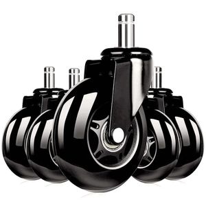 Set de 5 roti de silicon profesional ARKA RX900B, 2,5 inch black, pentru scaun de gaming/birou