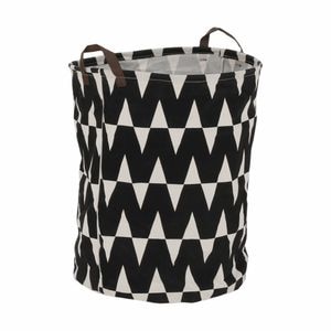 Cos pentru rufe DacEnergy, realizat din tesatura poliester 100%, functional, practic, pliabil, cu model, 40x40x50 cm, negru