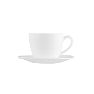 Set 6 cesti opal cu farfurioara Bormioli, 220 ml, alb