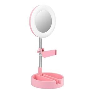 Oglinda SIKS, iluminata, rotunda, pentru machiaj, 28 x 7.3 cm, incarcare USB