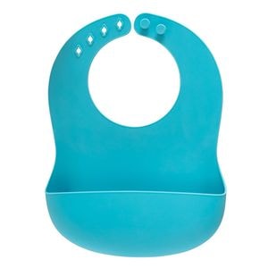 Bavetica Reer, Eat'n Tidy, Din silicon moale, Cu buzunar colector pentru bebelusi, reglabila, albastra
