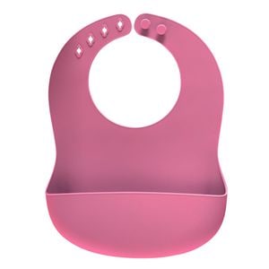 Bavetica Reer, Eat'n Tidy, Din silicon moale, Cu buzunar colector pentru bebelusi, reglabila, roz