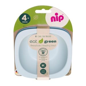Set hranire Nip, Eat Green, 2 castroane, Pentru mancarea copiilor, Din plastic bio, Lavabile in masina de spalat vase, 4 luni+, Multicolor