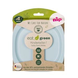 Set hranire Nip, Eat Green, 2 farfurii intinse, Pentru mancarea copiilor, Din plastic bio, Lavabile in masina de spalat vase, 4 luni+, Multicolor