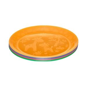 Set 4 farfurii intinse Nip, 37062, Colorate, Pentru bebelusi si copii, Diametru 19 cm, fara BPA, 6 luni+, Multicolor