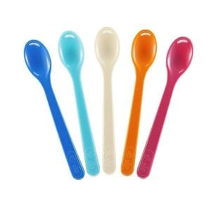 Set 5 lingurite Nip, 37078, Colorate, Cu coada scurta, Pentru bebelusi, 4 luni+, Albastru