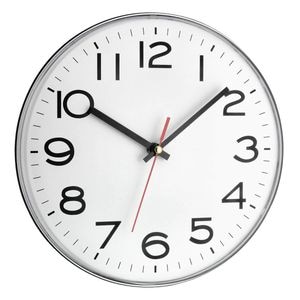 Ceas de perete TFA, 60.3017, Analog, Cifre mari, Alb/Argintiu