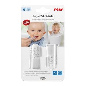 Periuta de dinti Reer 79249, silicon, folosire pe deget, 2 bucati, Transparent