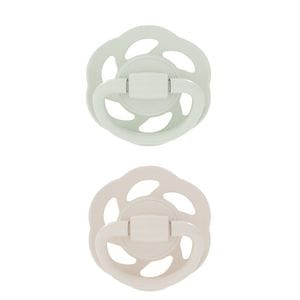 Set 2 suzete Nip, Cherry Green Newborn Boy, Latex natural, Forma rotunda, Cu inel, 0-2 luni, Multicolor
