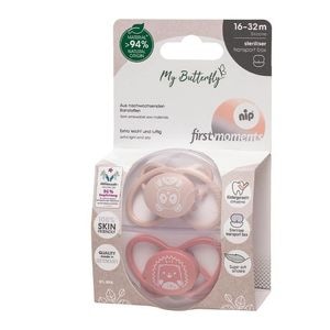 Set 2 Suzete Nip, MyButterfly, Silicon, Forma anatomica, Simetrica, Ortodontica flexibila, 16-32 luni, Multicolor