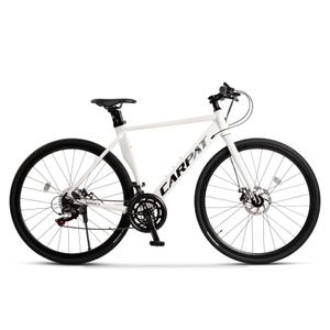 Bicicleta Gravel Carpat Pathfinder JSX28314, cadru Aluminiu, echipare Shimano, roata 28 inch, frana disc fata/spate, 14 viteze, alb cu negru