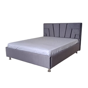Pat tapitat dublu Athena 160x200 cm, gri, Iza, picioare, somiera metalica rabatabila inclusa, lamele lemn stratificat, spatiu de depozitare, lada, 220x178x116 cm