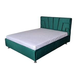Pat tapitat dublu Athena 160x200 cm, verde, Iza, picioare, somiera metalica rabatabila inclusa, lamele lemn stratificat, spatiu de depozitare, lada, 220x178x116 cm