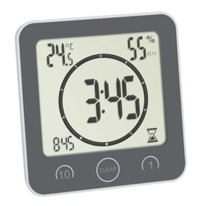 Ceas digital TFA, 60.4001.10, Cu timer si termohigrometru, Pentru bucatarie si baie, Negru