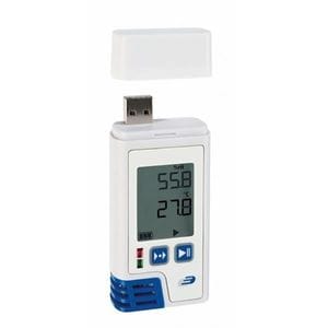 Data Logger profesional TFA, LOG210 PDF, Cu afisaj pentru temperatura si umiditate, Cu certificat de etalonare, Alb