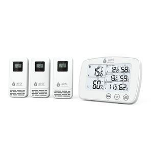 Statie Airbi, TRIO BI1030, Termometru si higrometru digital, Cu 3 transmitatoare wireless externe, Alb