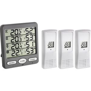 Termo-Higrometru TFA, 30.3054.10, Cu 3 senzori wireless, Negru