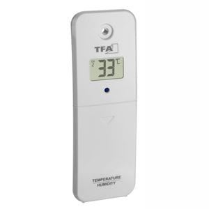 Transmitator TFA, WeatherHub 30.3303.02, Wireless, Digital, Compatibil Marbella, Pentru temperatura si umiditate, Afisaj LCD, Alb