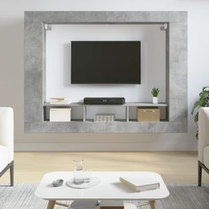 Comoda TV Vidaxl, gri beton, 152x22x113 cm, lemn prelucrat