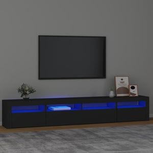 Comoda TV Vidaxl, cu lumini LED, negru, 240x35x40cm