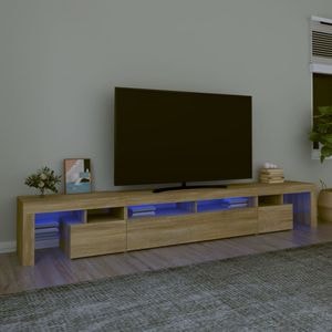 Comoda TV Vidaxl, cu lumini LED, stejar sonoma,260x36.5x40cm