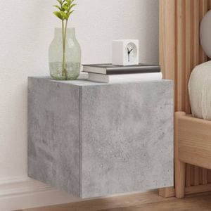 Comoda TV de perete cu lumini LED, gri beton, 30.5x35x30 cm