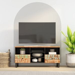 Comoda TV Vidaxl, 100x33x46 cm, lemn masiv reciclat & lemn compozit