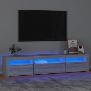 Comoda TV Vidaxl, cu lumini LED, gri sonoma, 195x35x40 cm