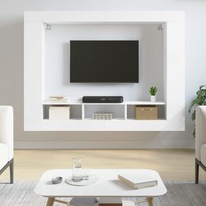 Comoda TV Vidaxl, alb, 152x22x113 cm, lemn prelucrat