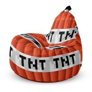 Fotoliu Updeco Puf Bean Bag tip Big Chill, impermeabil, indoor/outdoor, sac interior, cu maner, 67 x 90 x 87 cm, Minecraft Tnt