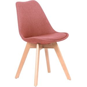 Scaun dining / bucatarie QMOBILI KORA Roz inchis, tapitat stofa, picioare lemn fag natur