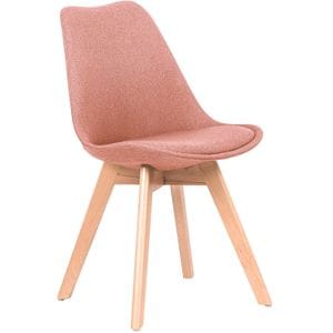 Scaun dining / bucatarie QMOBILI KORA Roz prafuit, tapitat stofa, picioare lemn fag natur
