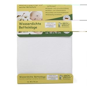 Protectie impermeabila Gruenspecht, 164-00, Pentru saltea 70x100 cm, Fata dubla din bumbac, Spalare automata 95 grade C, Alb