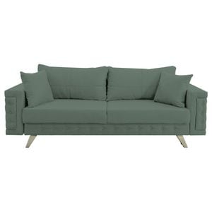 Canapea extensibila Jaky Omega, cu lada de depozitare si picioare argintii, stofa, verde ou de rata, 230x105x80 cm