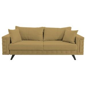 Canapea extensibila Jaky Omega, cu lada de depozitare si picioare negre, stofa, bej, 230x105x80 cm