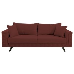 Canapea extensibila Jaky Omega, cu lada de depozitare si picioare negre, stofa, grena, 230x105x80 cm