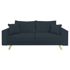 Canapea extensibila Jaky Alisson, cu lada de depozitare si picioare aurii, catifea, gri inchis, 230x105x80 cm