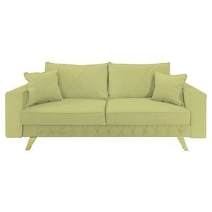 Canapea extensibila Jaky Alisson, cu lada de depozitare si picioare aurii, catifea, verde ou de rata, 230x105x80 cm