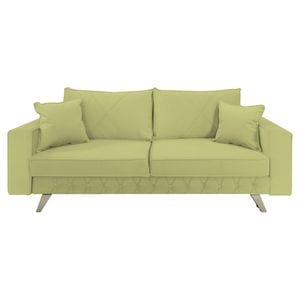 Canapea extensibila Jaky Alisson, cu lada de depozitare si picioare argintii, catifea, verde ou de rata, 230x105x80 cm