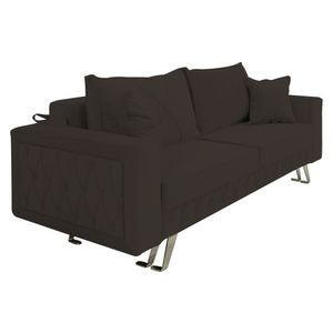 Canapea extensibila Jaky Alisson, cu lada de depozitare si picioare argintii, catifea, maro, 230x105x80 cm